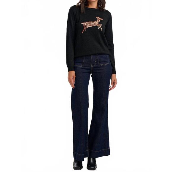 SUGARHILL Sweaters - NEW SUGARHILL rowena long sleeve jumper in black sparkling deer